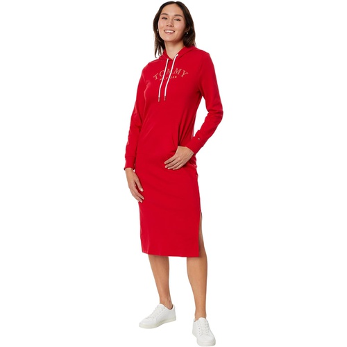 타미힐피거 Tommy Hilfiger Embellished Sweatshirt Midi Dress
