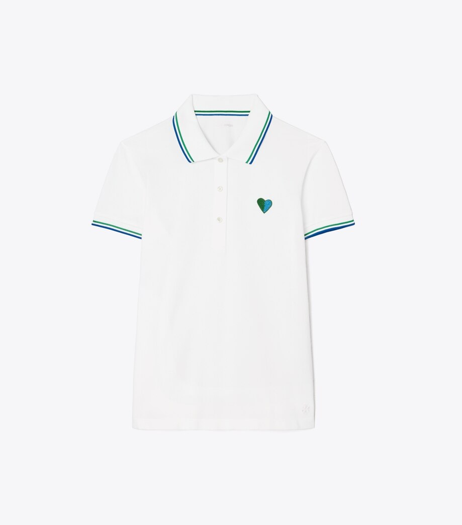 Tory Burch PERFORMANCE PIQUEE HEART POLO