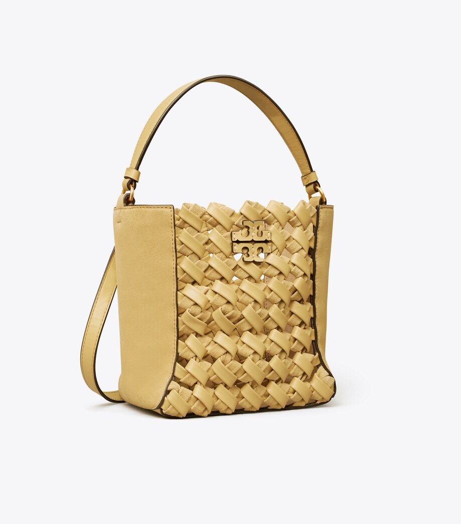 Tory Burch MCGRAW WOVEN EMBOSSED SMALL BUCKET BAG