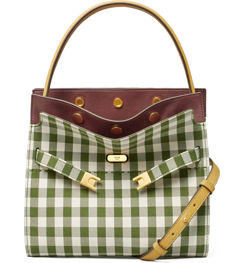 Tory Burch Small Lee Radziwill Gingham Double Bag Satchel_LECCIO / NEW IVORY GINGHAM