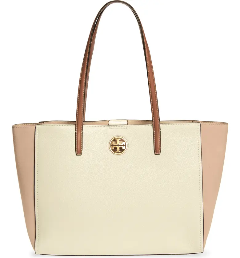 Tory Burch Carson Colorblock Leather Tote_NEW IVORY