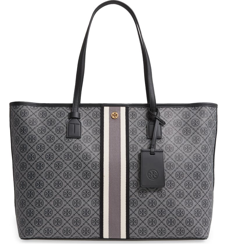 Tory Burch T Monogram Coated Canvas Tote_BLACK