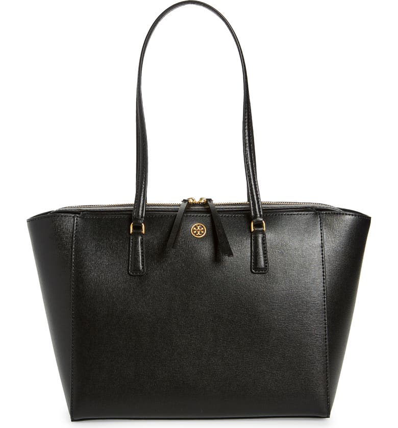Tory Burch Robinson Small Leather Tote_BLACK