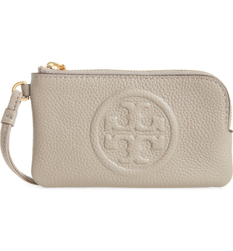 Tory Burch Perry Bombe Leather Card Case_GRAY HERON