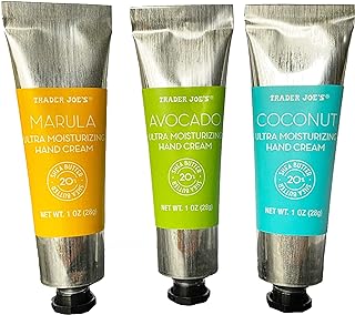 Trader Joes Trio of Ultra Moisturizing Hand Cream,Avocado Oil, Maruda Oil, Coconut Oil (1 ounce each)
