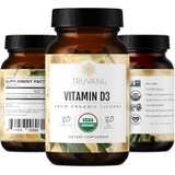 Truvani Vitamin D3 (2,000 IU) Supports Immune Health & Bone Health High Absorption & USDA Organic 30 Servings