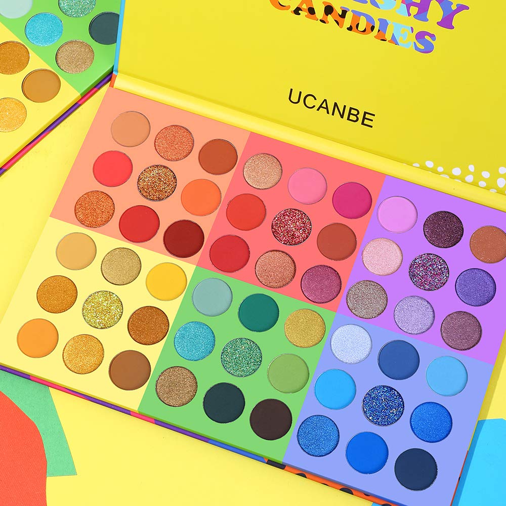  UCANBE 54 Color Eyeshadow Makeup Palette, 6 in 1 Highly Pigmented Professional Glitter Matte Shimmer Eye Shadow Powder Make Up Pallet Colorful Blendable Long Lasting Waterproof Cos