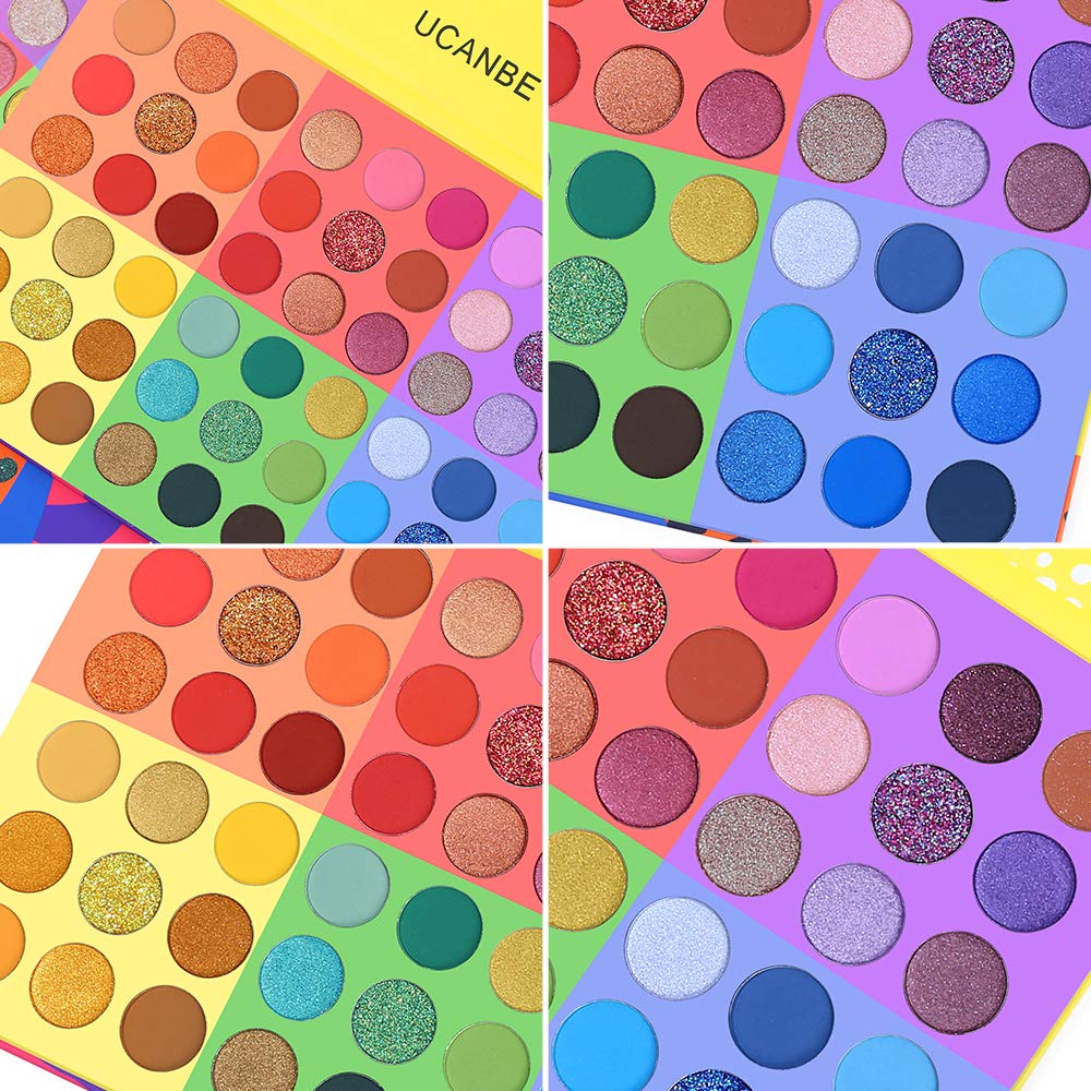  UCANBE 54 Color Eyeshadow Makeup Palette, 6 in 1 Highly Pigmented Professional Glitter Matte Shimmer Eye Shadow Powder Make Up Pallet Colorful Blendable Long Lasting Waterproof Cos