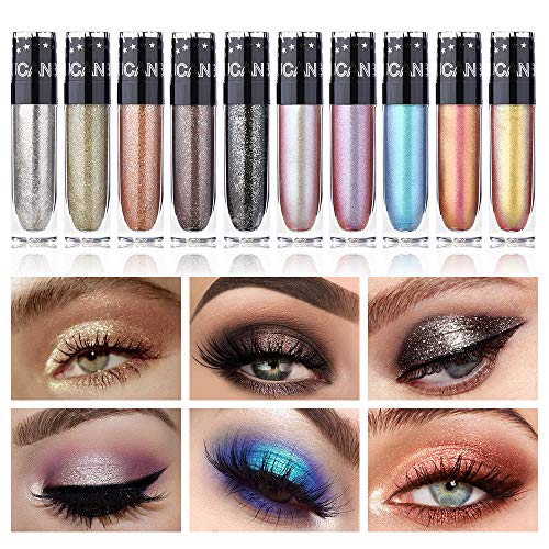  UCANBE 5Pcs/lot Dazzling Glitter Liquid Eyeshadow Set Makeup Metals Foil Shimmer Chameleon Eye Shadow Quick Dry High Pigmented Shine Cosmetic Gift Set (02)
