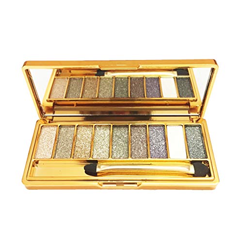  UIFCB Glitter Eyeshadow Palette,9 Colors Sparkle Shimmer Eye Shadow Highly Pigmented Long Lasting Makeup Set Gold (Type 3)
