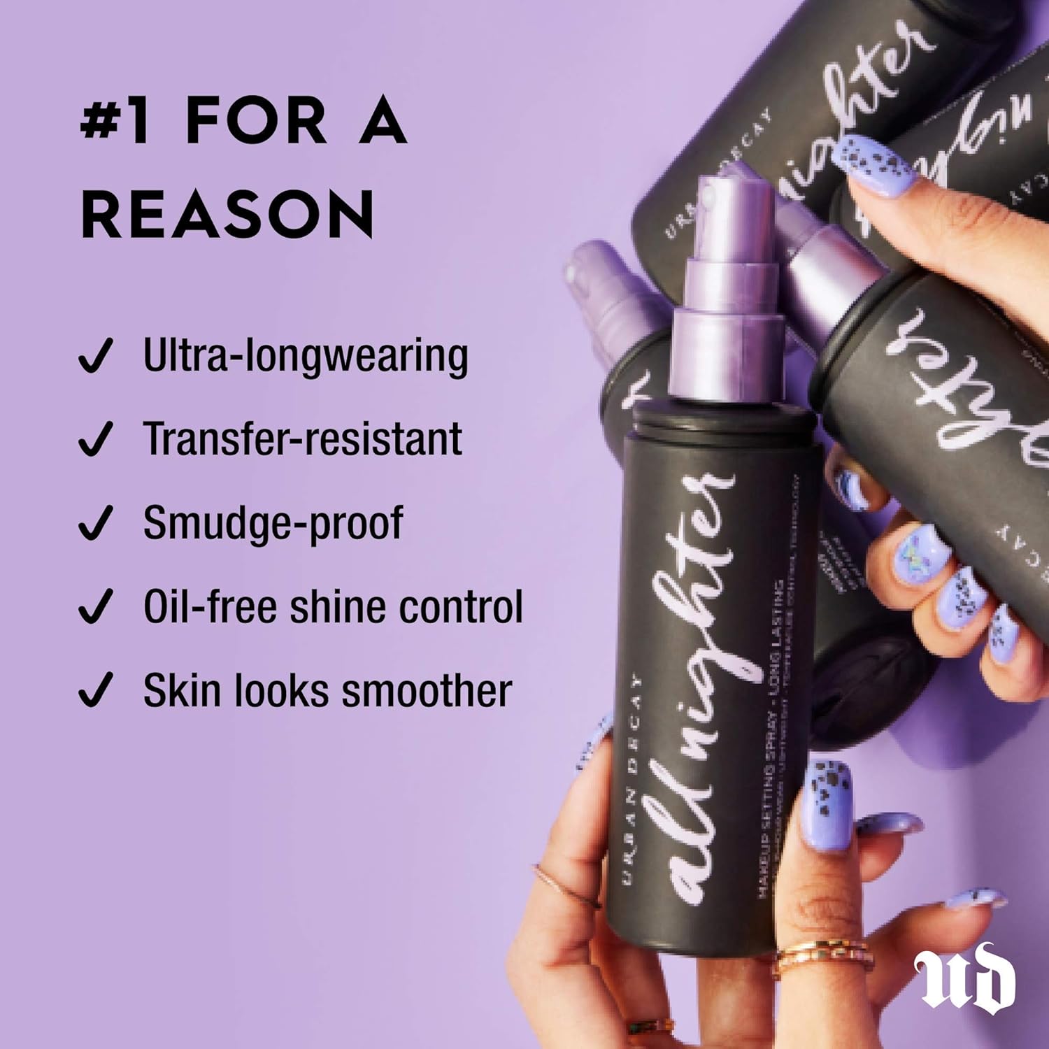  Urban Decay All Nighter Long-Lasting Makeup Setting Spray - Award-Winning Makeup Finishing Spray - Lasts Up To 16 Hours - Oil-Free, Microfine Mist - Non-Drying Formula for All Skin