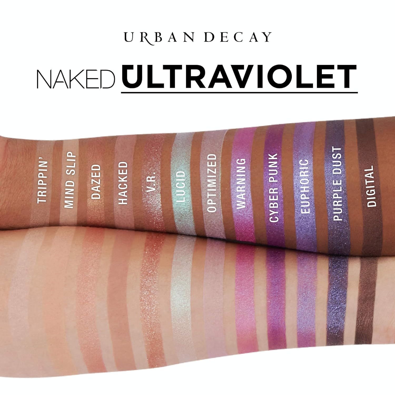  Urban Decay Naked Ultraviolet Eyeshadow Palette, 12 Vivid Neutral Shades with Purple Pop - Ultra-Blendable, Rich Colors with Velvety Texture - Set Includes Mirror & Double-Ended Ma