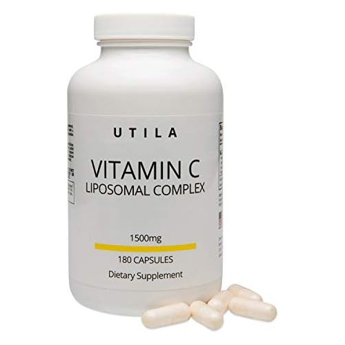  UTILA Vitamin C LIPOSOMAL Complex 1500mg 180capsules, High Absorption, Fat Soluble, for Immune System & Boost Collagen