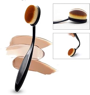 VANGAY Super Soft Oval Makeup Brushes,Portable Toothbrush Oval Nylon Hair Cosmetic Makeup Blush Face Foundation Blending Brush Makeup Tool (No 4, Black)