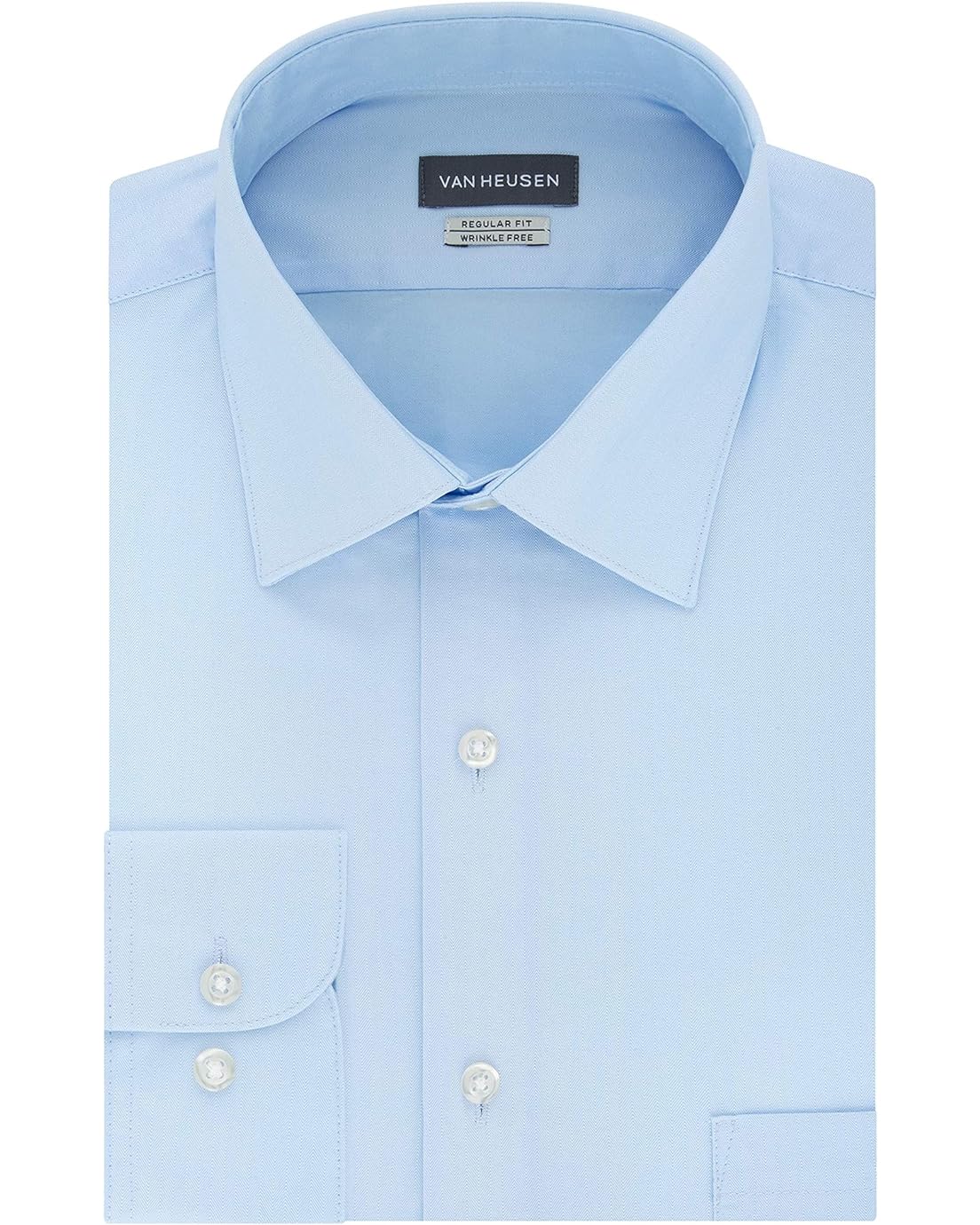 Van Heusen Mens Herringbone Regular Fit Solid Spread Collar Dress Shirt