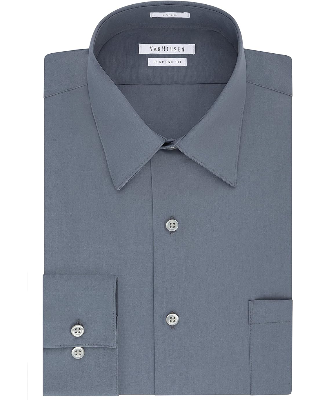 Van Heusen Mens Dress Shirt Regular Fit Poplin Solid
