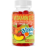 Veegan Dippin Dots - Vitamin D3 Gummies Bone & Immune Support (120 Gummies) 2000 iu of Vitamin D3 per Serving Natural Strawberry, Peach & Mango Fruit Pectin Gummies for Adults Vegan, Non-