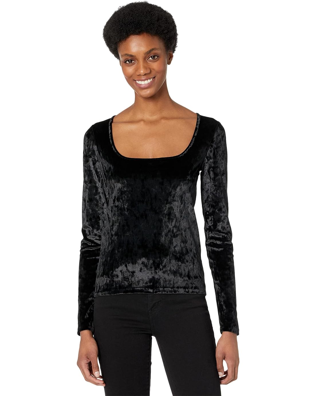 Vince Velour Square Neck Long Sleeve Top