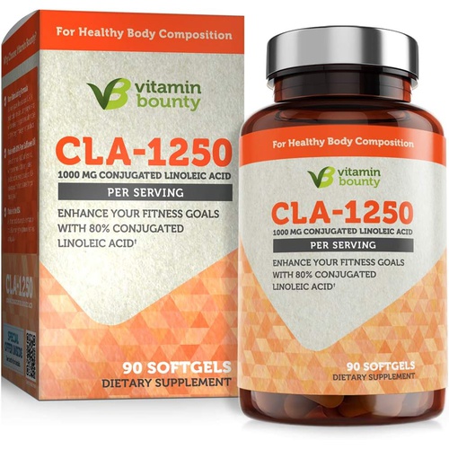  Vitamin Bounty CLA 1250mg - Conjugated Linoleic Acid, CLA Supplements Weight Loss for Women and Men, CLA Pills, CLA Capsules, Non Stimulating & Premium Quality - 90 Softgels, 2 Pac
