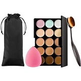 Vtrem Conture Makeup Palette Powder 15 Colors Cream Concealer Camouflage Eye Shadow Face Contouring Foundation Palette with Toothbrush Foundation Brush/One Powder Sponge