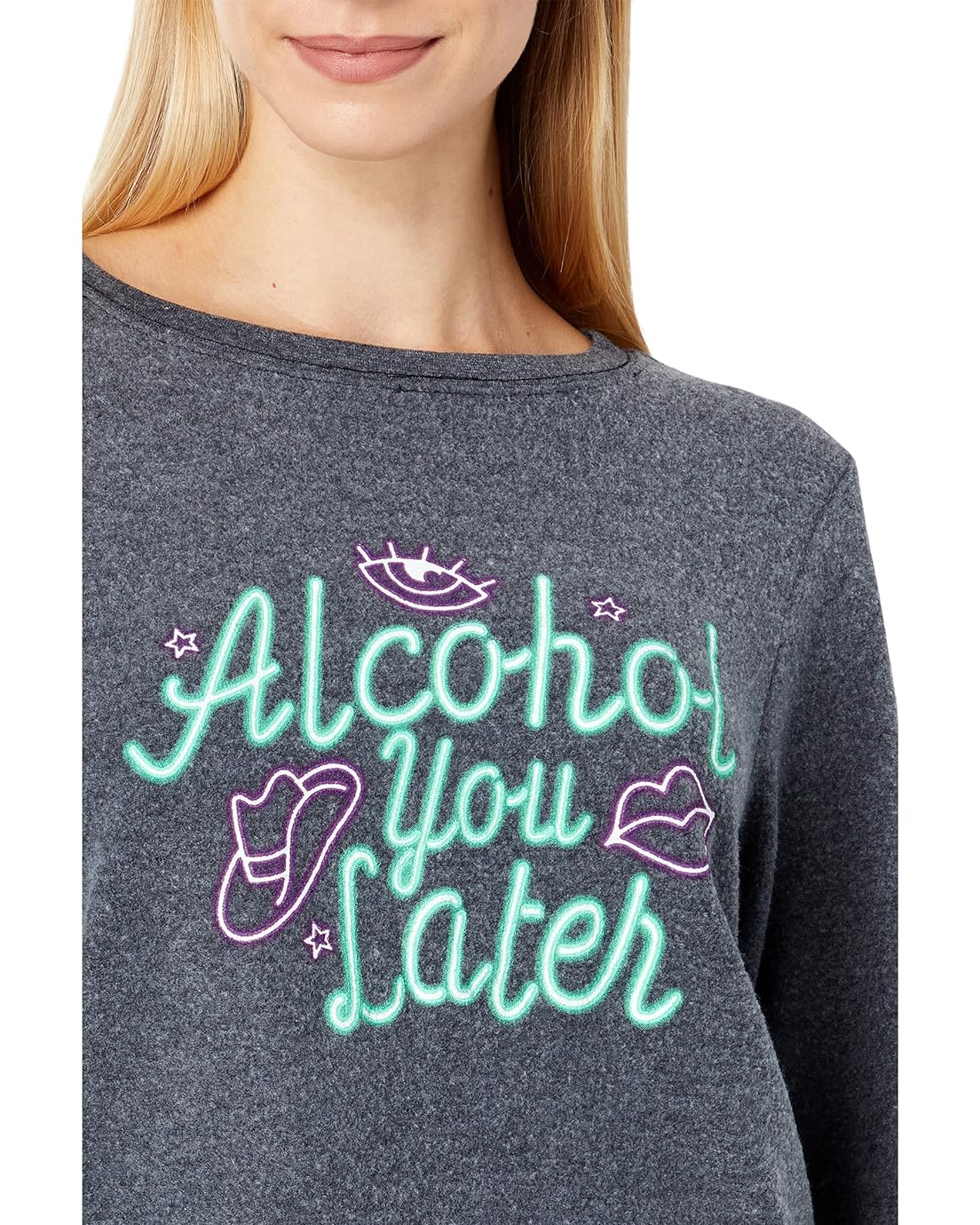 와일드폭스 Wildfox Alcohol You Later Call Me Later Brushed Hacci Jersey Sweatshirt