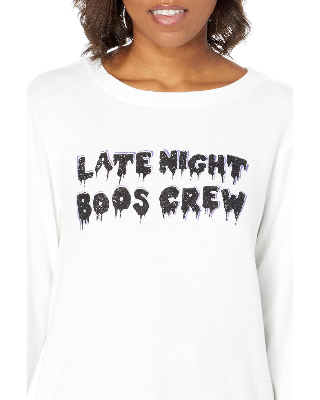 와일드폭스 Wildfox Late Night Boos Crew Brushed Hacci Jersey Sweatshirt