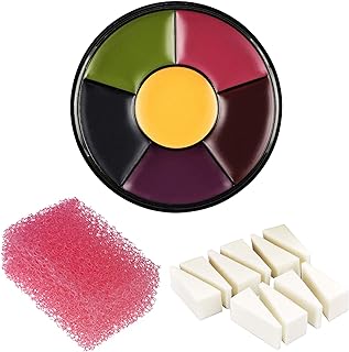 Wismee Halloween Professional 6 Color Bruise Wheel for Special Effects Face Body Paint Oil for Sfx Makeup with Sponges Set