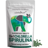 Wizelephant Chlorella Spirulina Tablets 2-in-1 Superfood Algae Supplement for Natural Immune Support, Detox and Energy Boost. Broken Cell Wall. Rich in Chlorophyll. 50 Servings