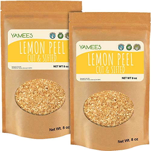 Yamees Lemon Peel Cut and Sifted - 2 Pack ( 8 Ounce Bags ) - Natural Lemon Peel - Dehydrated Lemon - Lemon Tea
