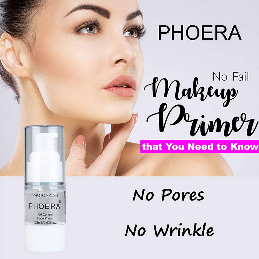  Yocisku PHOERA Primer Face Makeup 2PCS (0.6 and 0.2 FL.OZ), Natural Matte Makeup Foundation Primer Pore Invisible Oil-control Long Lasting Isolated Hydrating Cosmetic Beauty Foundation Pri