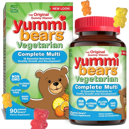  Yummi Bears Vegetarian Multivitamin and Mineral Supplement, Gummy Vitamins for Kids, 90 Gummies