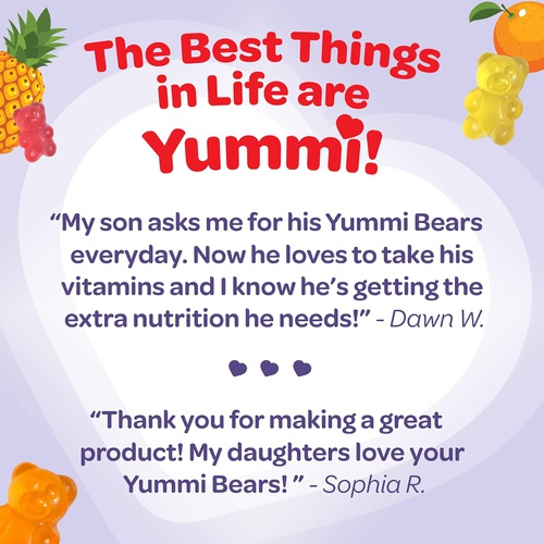  Yummi Bears Vegetarian Multivitamin and Mineral Supplement, Gummy Vitamins for Kids, 90 Gummies