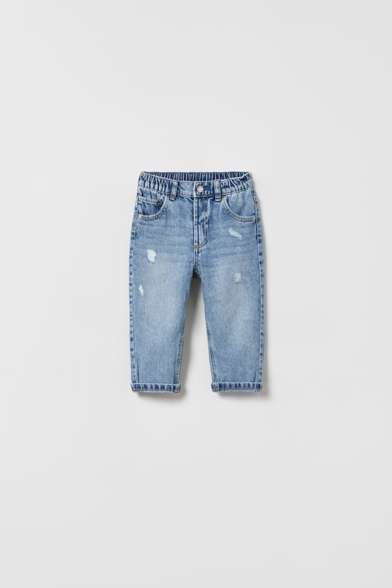 Zara LOW-RISE RIPPED JEANS