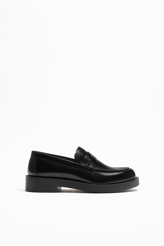 Zara LEATHER LOAFERS WITH SADDLE