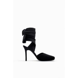 Zara LACE-UP LEATHER HEELED SANDALS LIMITED EDITION
