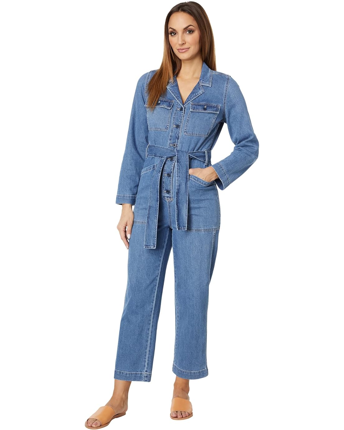 Madewell Long Sleeve Tie-Waist Coverall in Claireville Wash