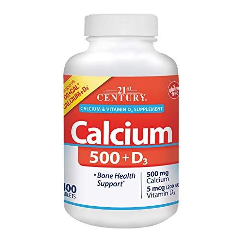  21st Century Calcium 500 mg Plus D3 Tablets, 400 Count