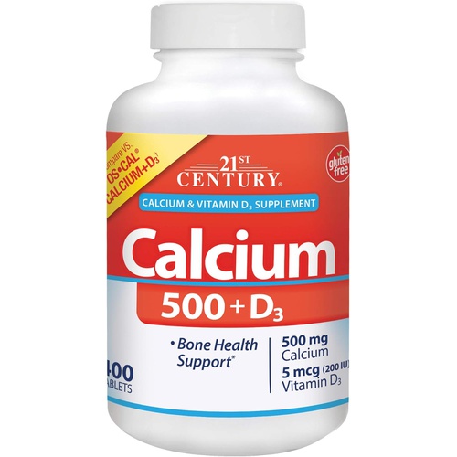 21st Century Calcium 500 mg Plus D3 Tablets, 400 Count