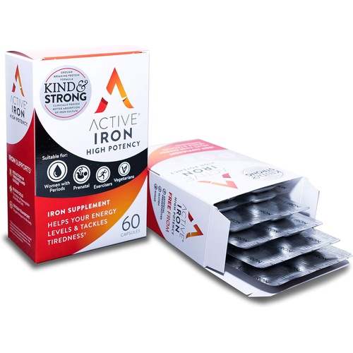  Active Iron High Potency Iron Supplement, 2X Better Absorption & Non-Constipating, Helps Support Energy, Iron Pills for Women & Men, 25mg (60 Capsules)