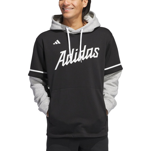 아디다스 Adidas Mens Branded Dugout Hooded T Shirt