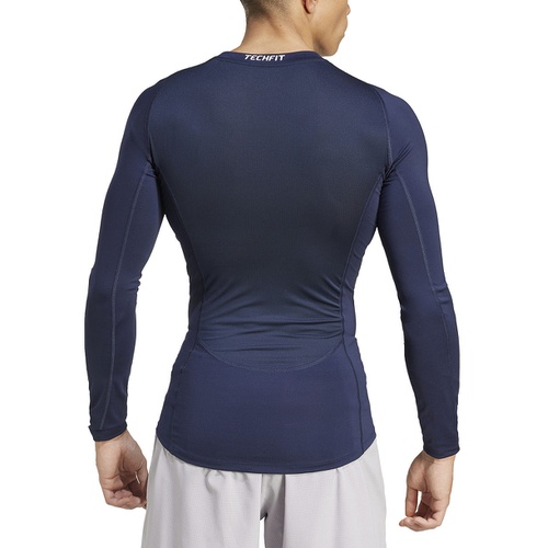 아디다스 Adidas Mens Fitted Crewneck Tech Fit Compression Shirt