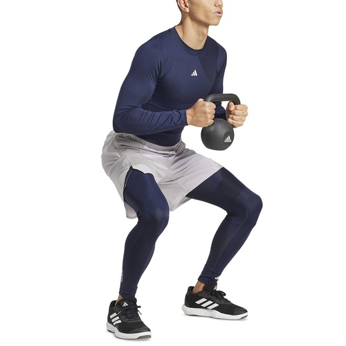 아디다스 Adidas Mens Fitted Crewneck Tech Fit Compression Shirt