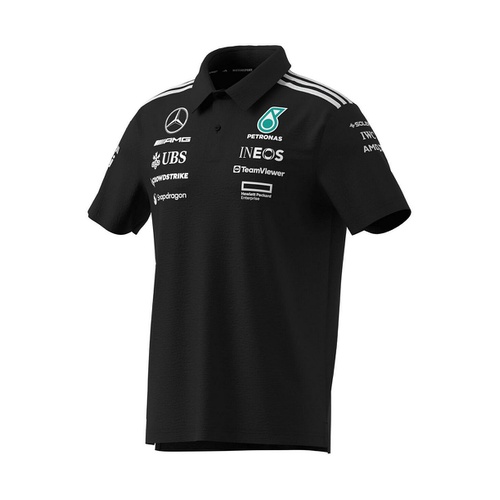 아디다스 Adidas Mens Black Mercedes AMG Petronas F1 Team Wear Polo Shirt