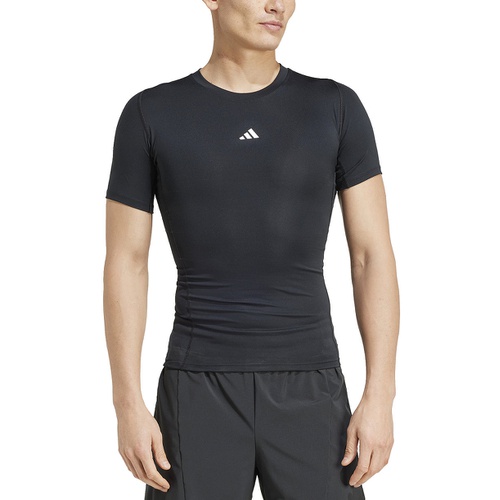 아디다스 Adidas Mens Fitted Crewneck Tech Fit Compression T Shirt