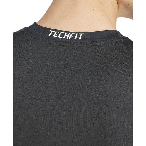 아디다스 Adidas Mens Fitted Crewneck Tech Fit Compression T Shirt