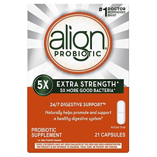  Align Probiotic Extra Strength, Probiotics for Women and Men, #1 Doctor Recommended Brand‡, 5X More Good Bacteria' to Help Support a Healthy Digestive System*, 21 Capsules