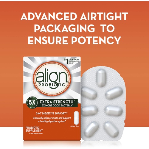  Align Probiotic Extra Strength, Probiotics for Women and Men, #1 Doctor Recommended Brand‡, 5X More Good Bacteria' to Help Support a Healthy Digestive System*, 21 Capsules