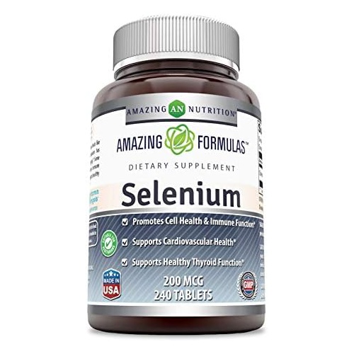  Amazing Nutrition Amazing Formulas Selenium 200 mcg Natural Selenium Yeast, 240 Tablets (Non GMO, Gluten Free) - Promotes Cell Health, Immune Function, Cardiovascular Health and Healthy Thyroid Func