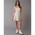 AE Linen-Blend Square Neck Mini Dress