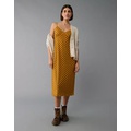 AE Mini Mesh V-Neck Plaid Midi Slip Dress